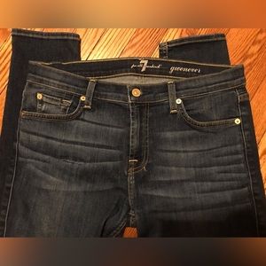 7 for all mankind mid rise skinny jeans, size 29.